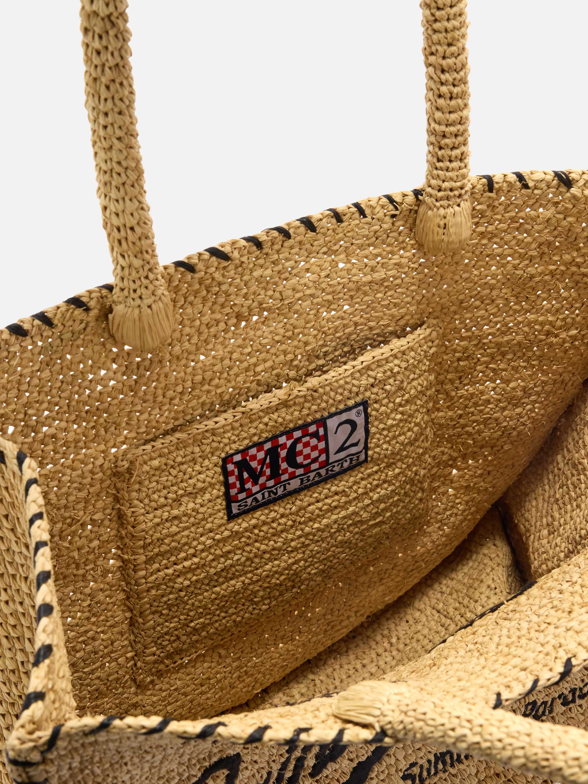 Regular Vanity raffia bag with black details – MC2 Saint Barth
