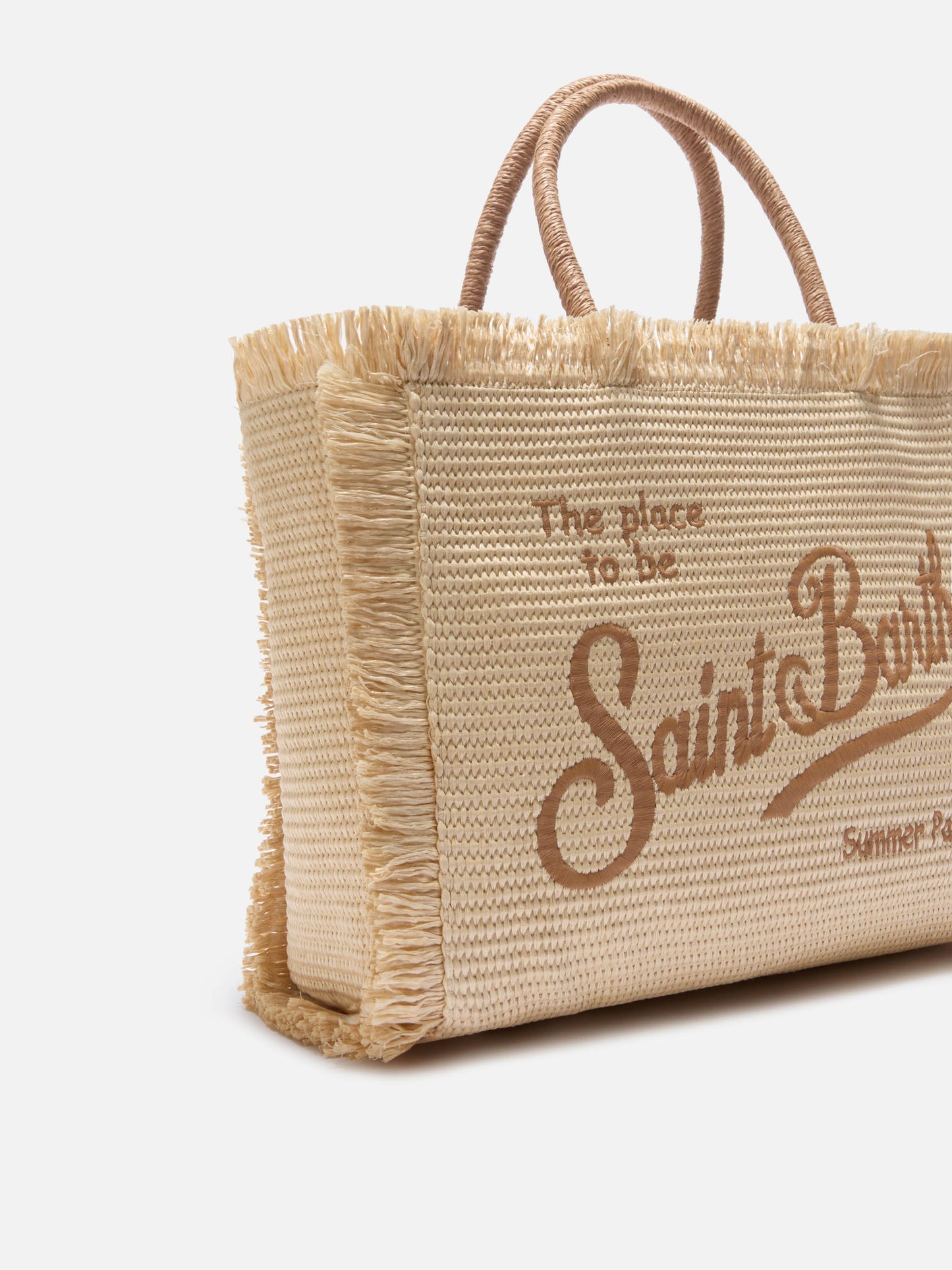 Regular Vanity straw effect bag with embroidered logo