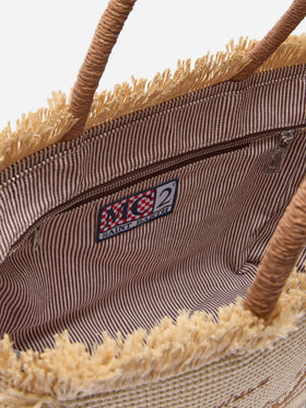 Regular Vanity straw effect bag with embroidered logo