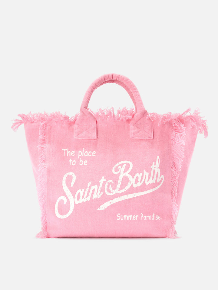 Pink solid color linen Vanity regular bag