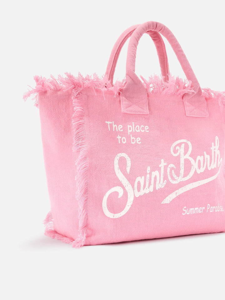 Pink solid color linen Vanity regular bag