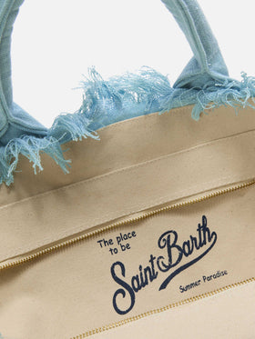 Light blue solid color linen Vanity regular bag