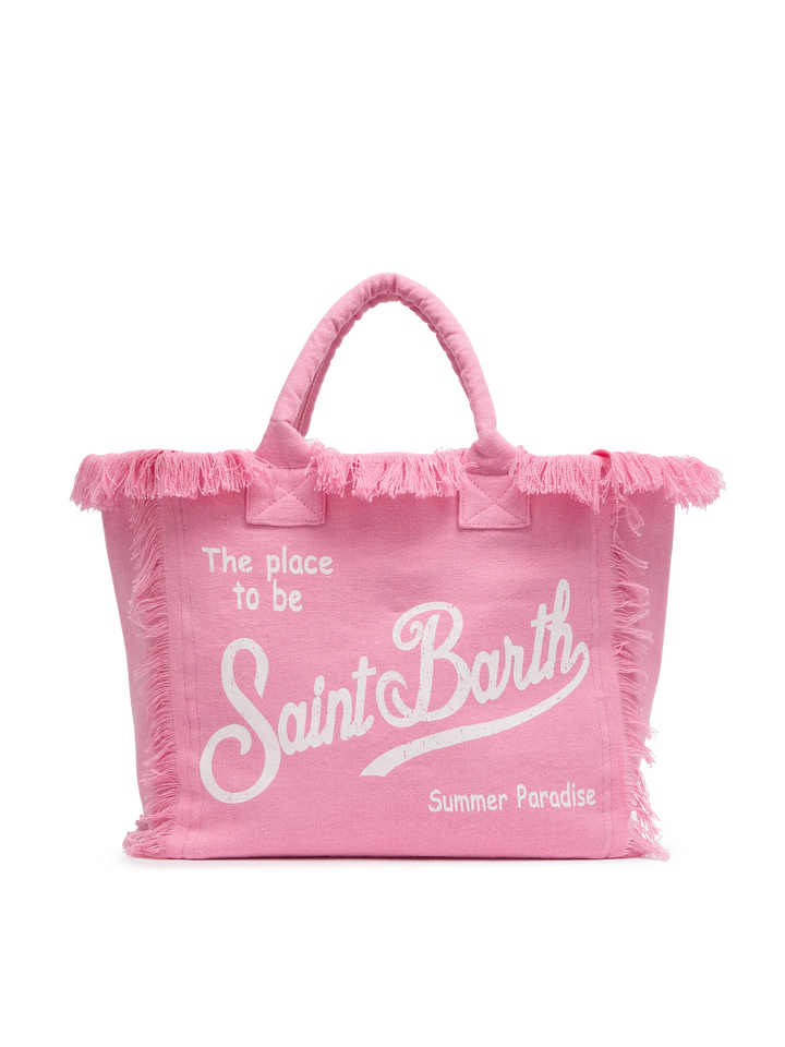 Borsa a spalla Vanity in lino rosa