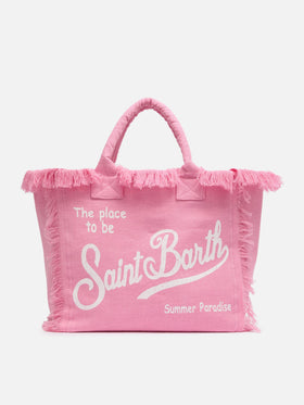 Borsa a spalla Vanity in 100% LINO rosa