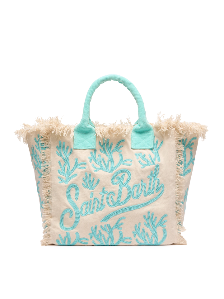 Vanity Rug white and water green cotton tote bag - MC2 Saint Barth