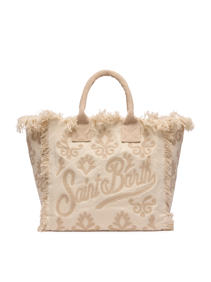 Vanity Rug white and beige cotton tote bag - MC2 Saint Barth