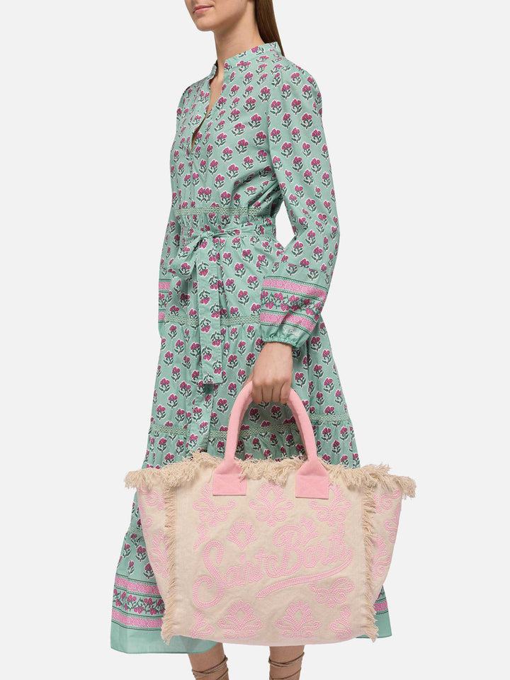 Weiße und rosa Baumwoll-Tragetasche „Vanity Rug“