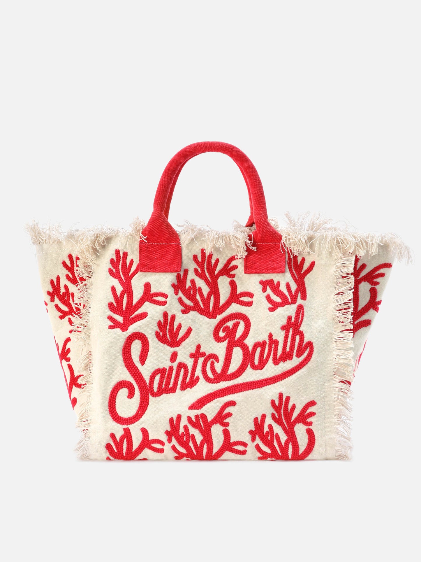 Canvas Vanity regular bag with coral tufting embroidery
