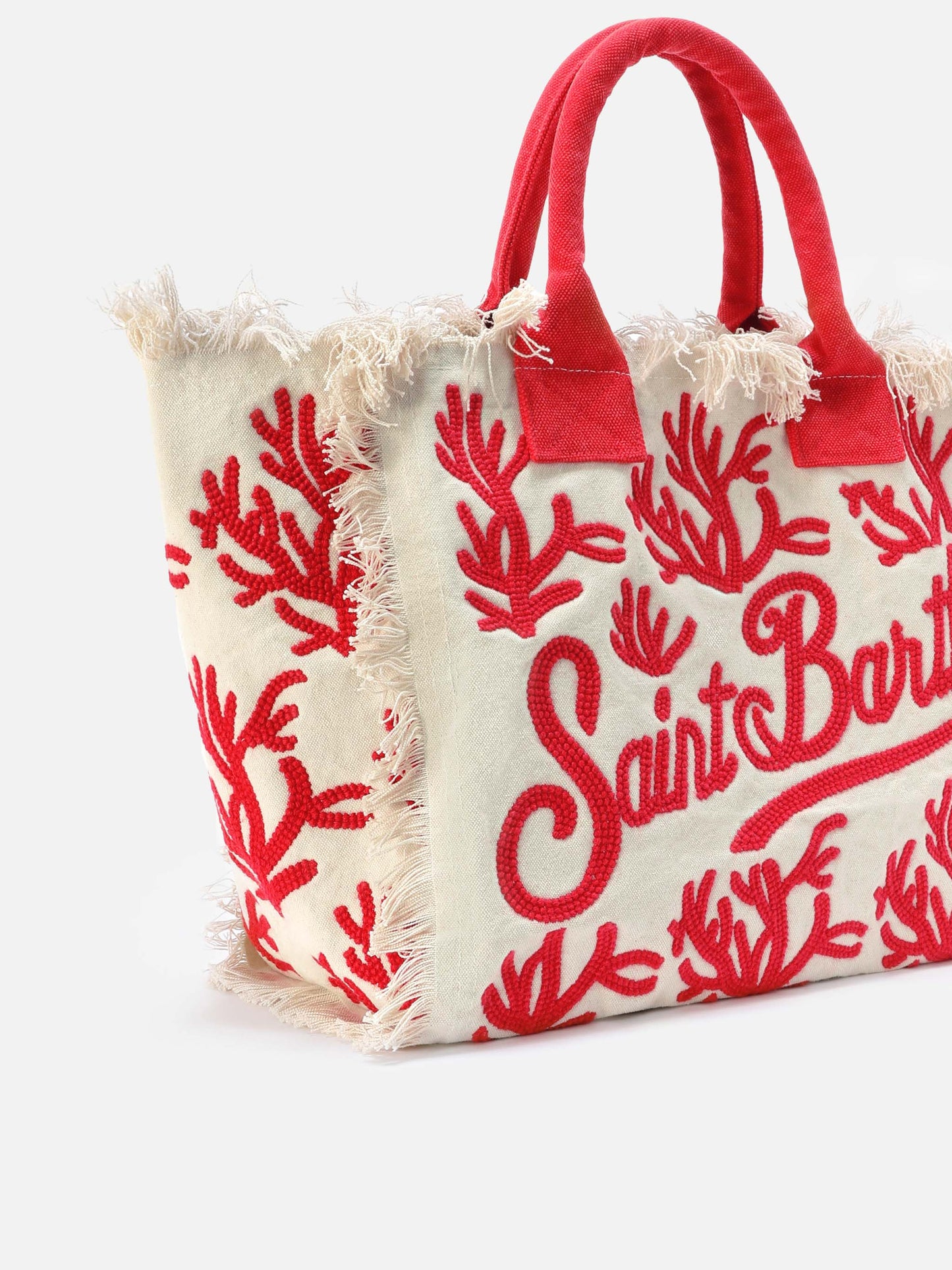 Canvas Vanity regular bag with coral tufting embroidery