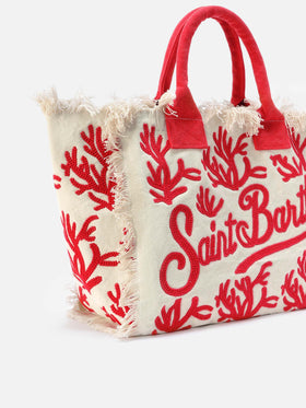 Canvas Vanity regular bag with coral tufting embroidery