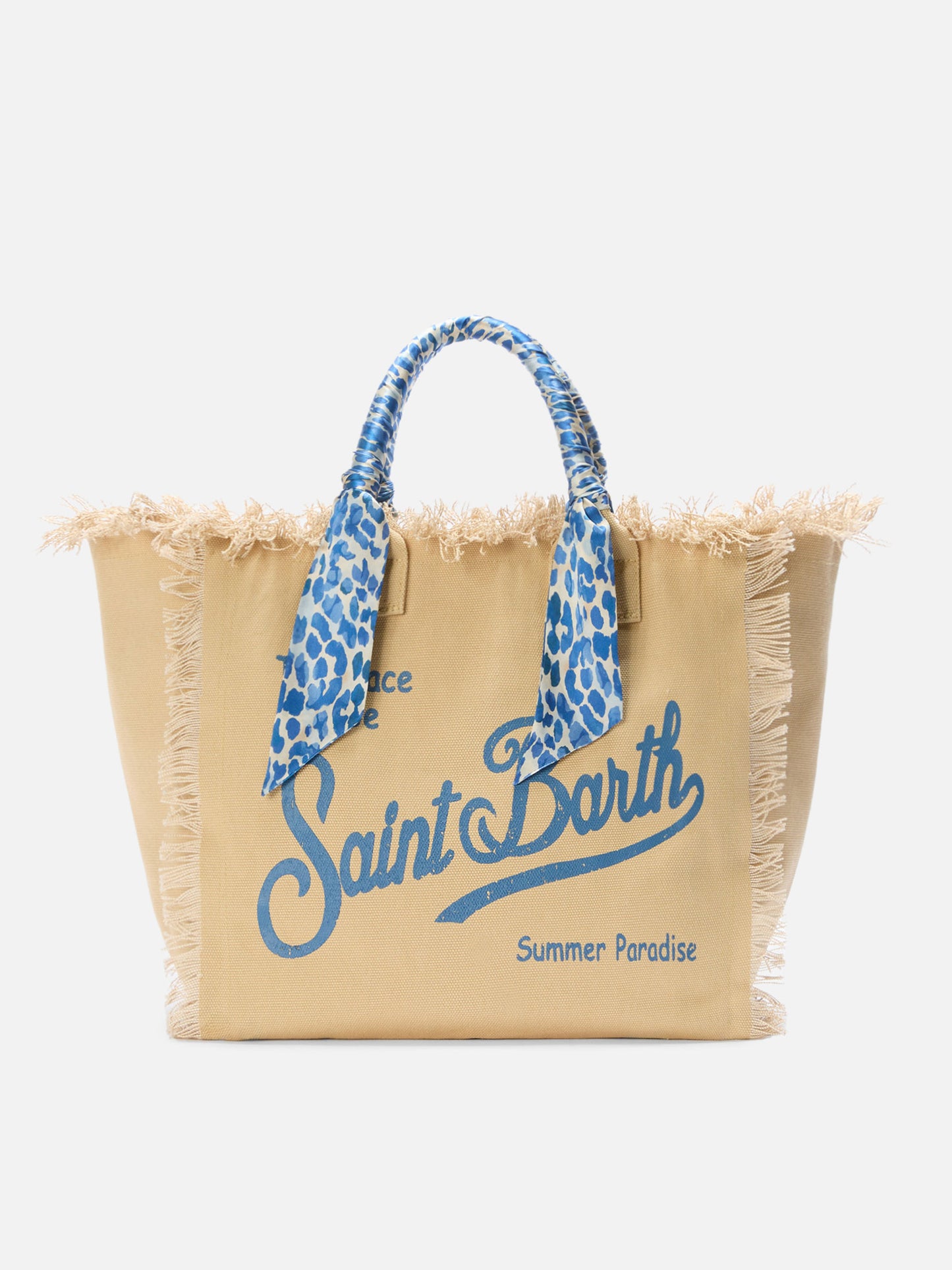 Beige Canvas Vanity regular bag with twill detail on handle