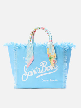Vanity canvas St Barth print light blue bag