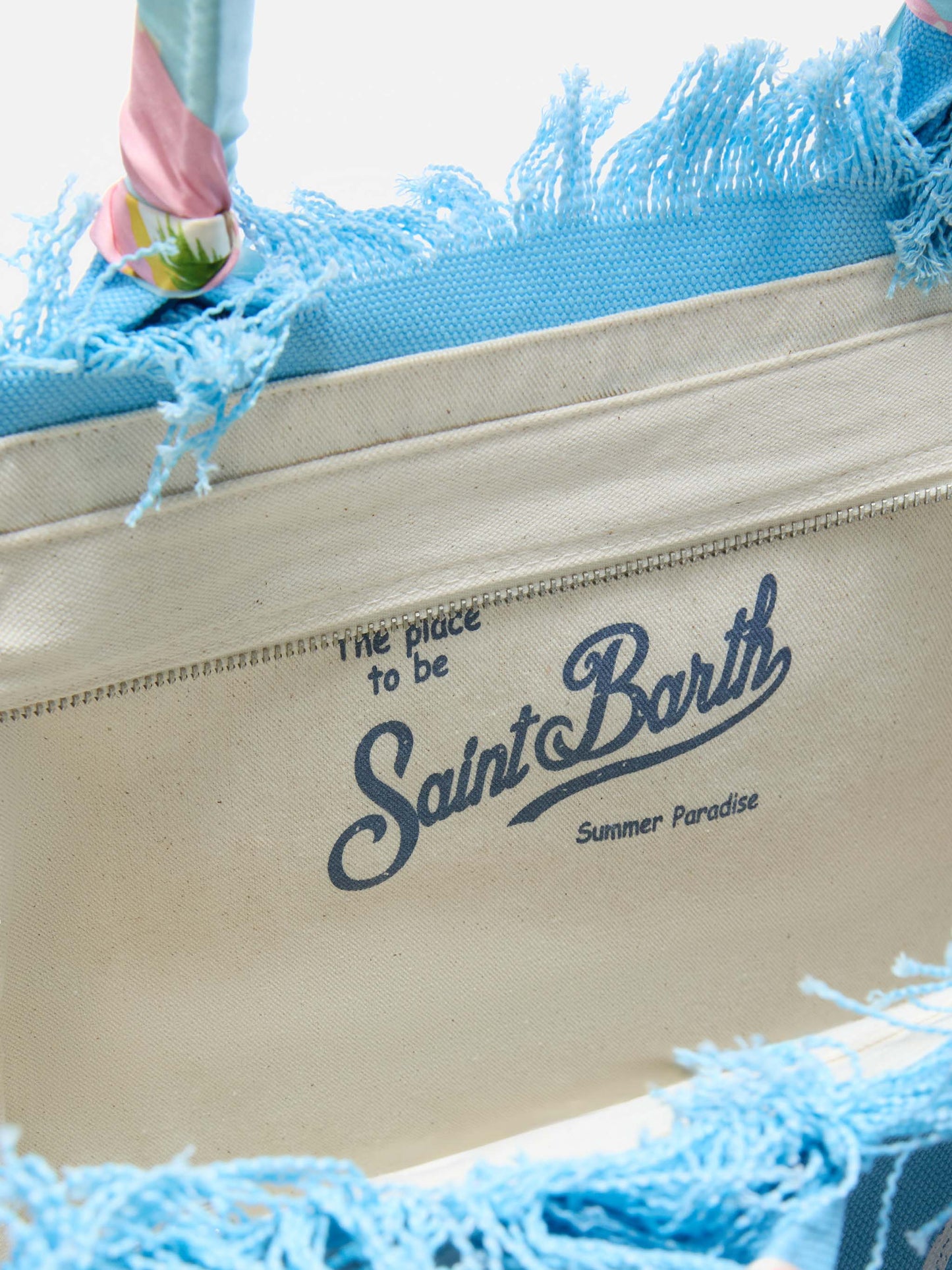 Vanity canvas St Barth print light blue bag