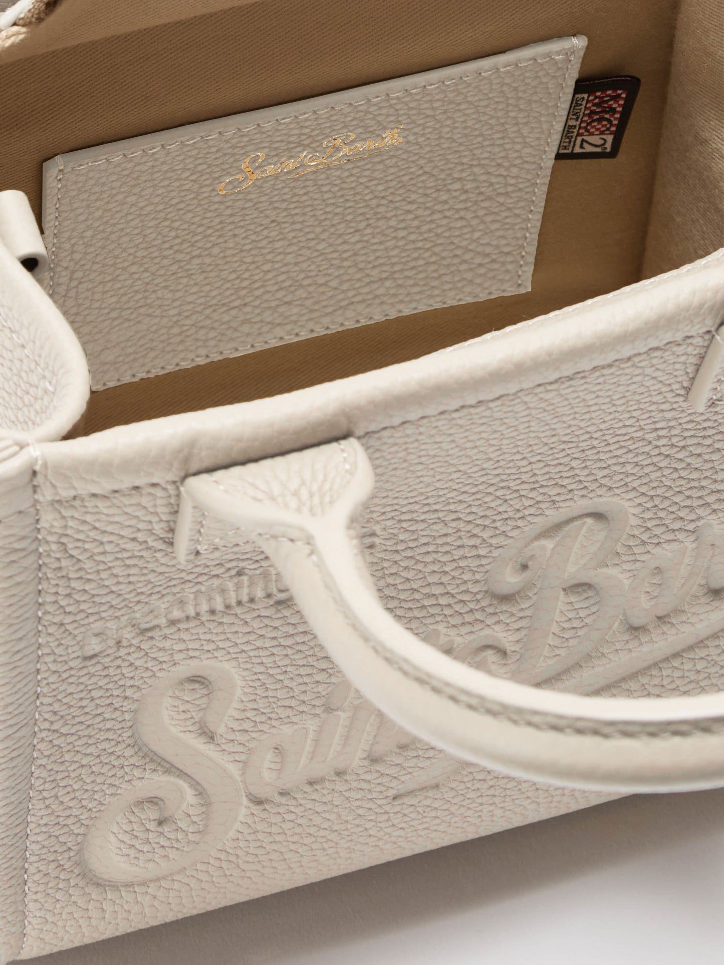 Vanity Bag Large Shoulder Bag in white hammered leather