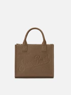 Borsa a spalla Vanity Bag Midi in pelle martellata marrone