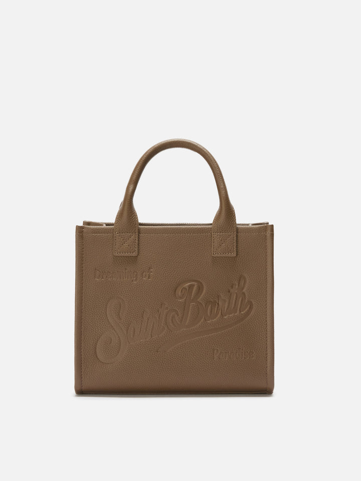 Borsa a spalla Vanity Bag Midi in pelle martellata marrone