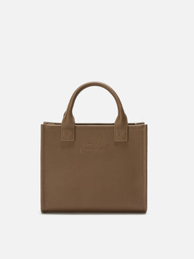 Borsa a spalla Vanity Bag Midi in pelle martellata marrone