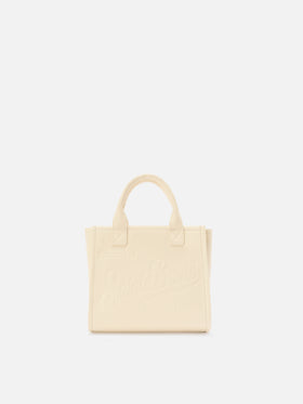 Borsa Vanity medium in pelle martellata avorio