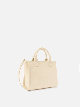 Borsa Vanity medium in pelle martellata avorio