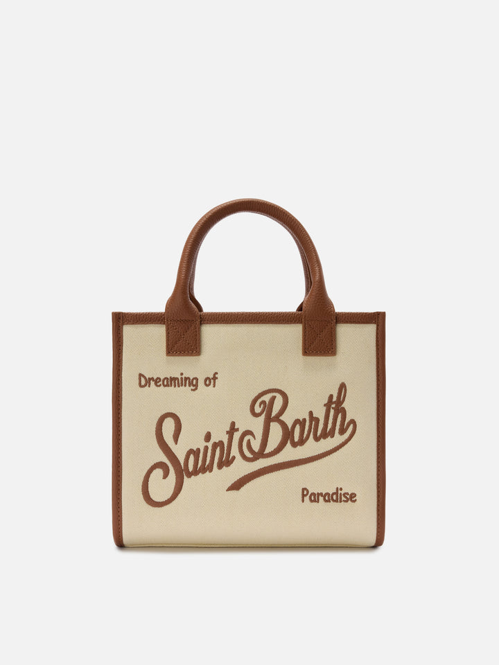 Vanity medium canvas and pebbled leather bag