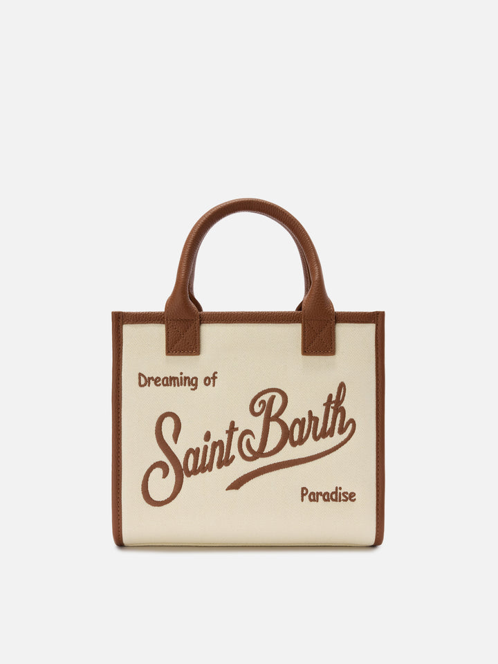 Borsa Vanity medium in canvas e pelle martellata
