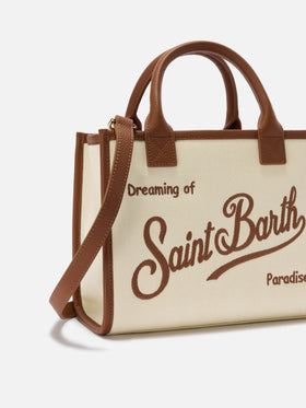 Borsa Vanity medium in canvas e pelle martellata