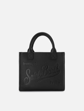 Vanity Medium Tasche aus schwarzem genarbtem Leder 