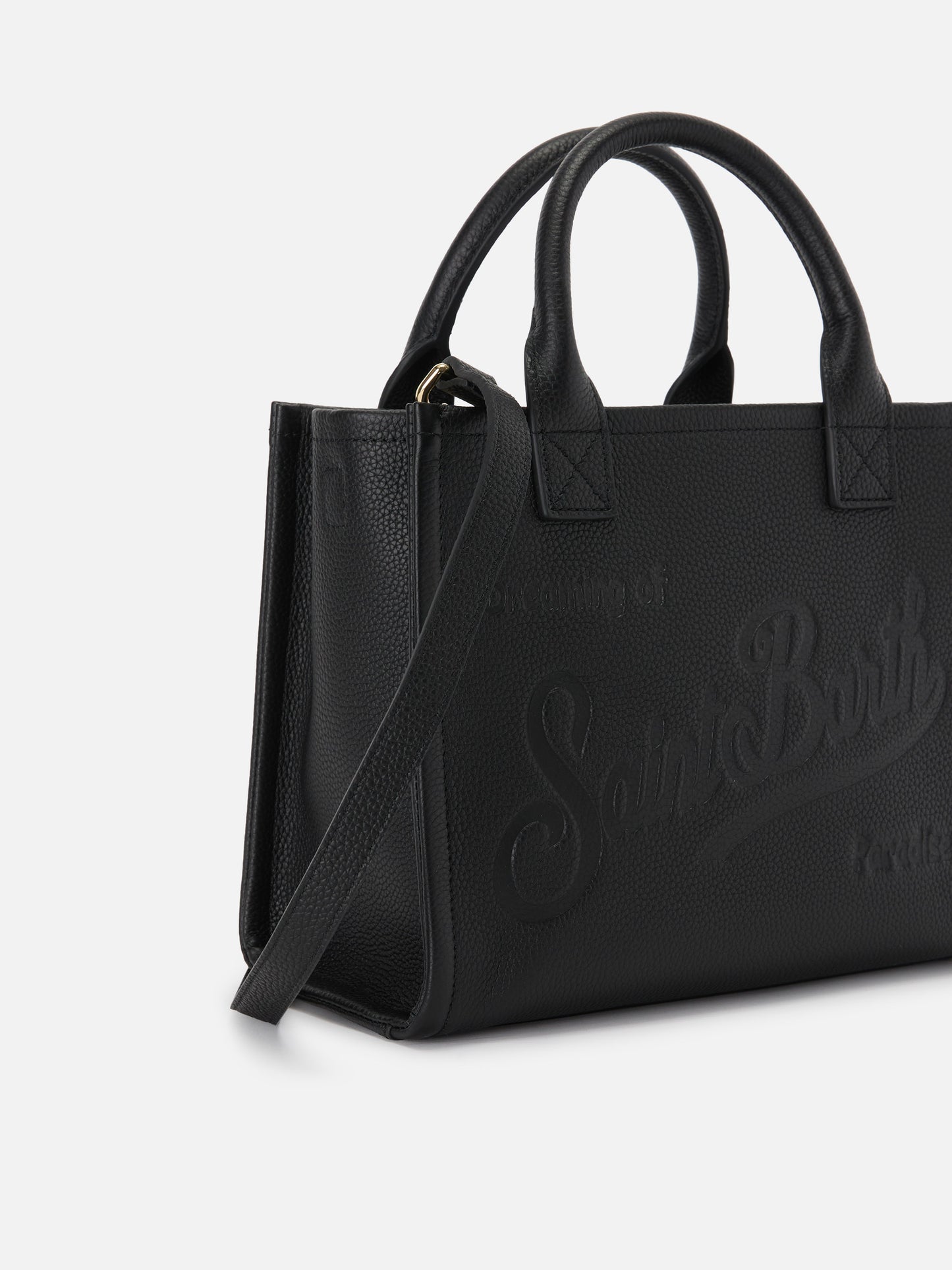 Borsa Vanity medium in pelle martellata nera
