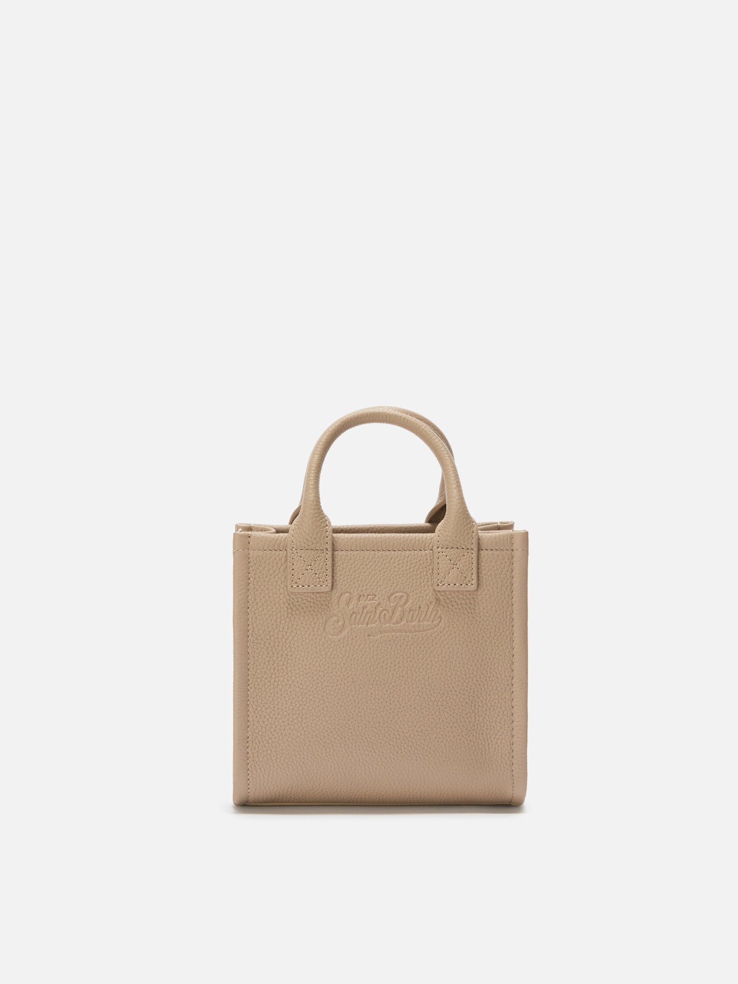 Borsa a spalla Vanity Bag Mini in pelle martellata nocciola