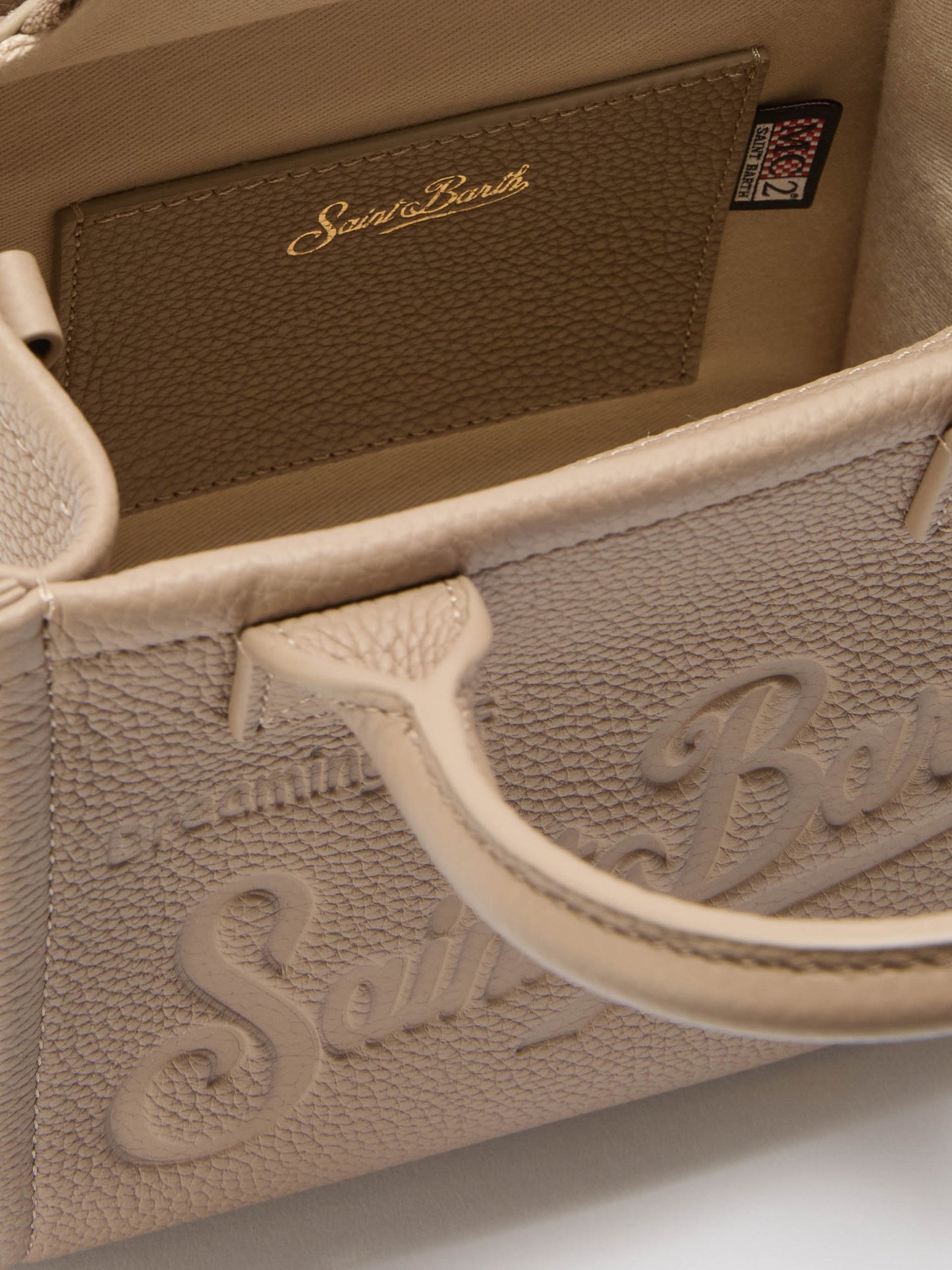 Borsa a spalla Vanity Bag Mini in pelle martellata nocciola