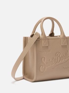 Borsa a spalla Vanity Bag Mini in pelle martellata nocciola