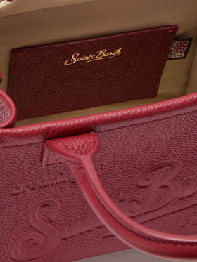 Borsa a spalla Vanity Bag Mini in pelle martellata bordeaux