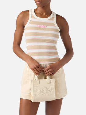 Borsa Vanity mini in pelle martellata avorio