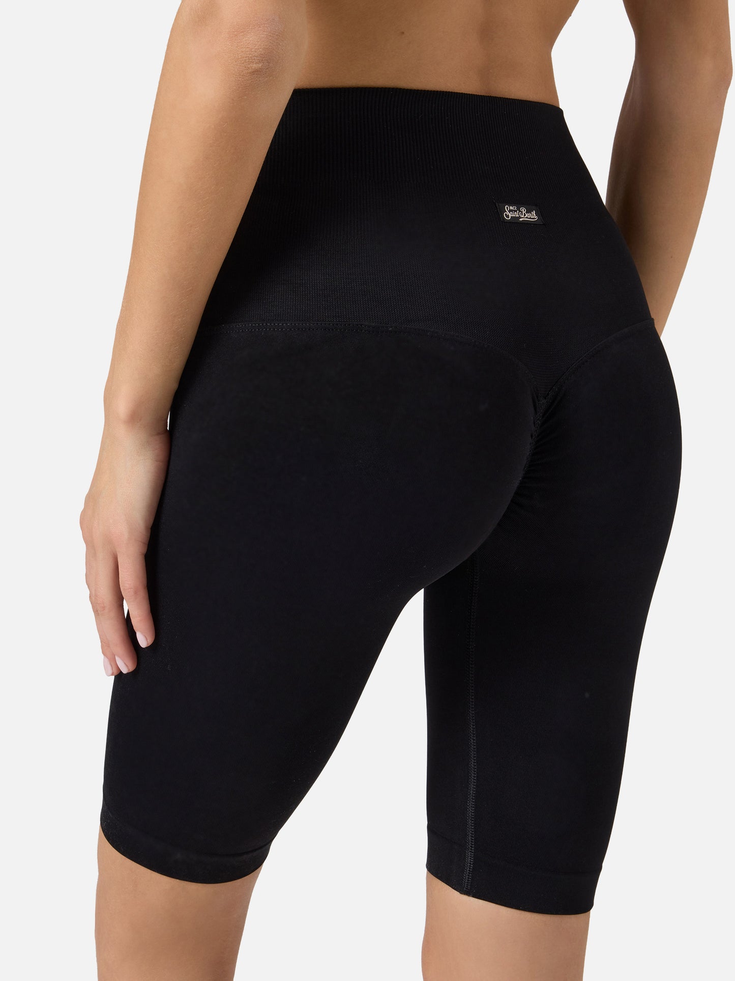 Black Vega technical fabric biker leggings