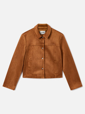 Camel Veyra suede jacket with logo embroidery