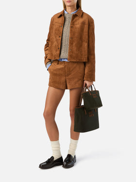Camel Elva suede shorts