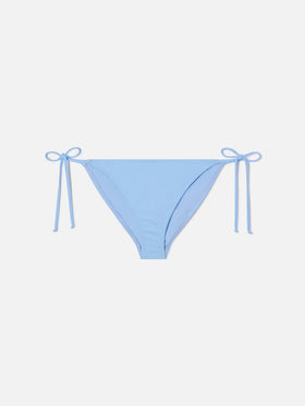 Braguita de bikini Virgo con lazos laterales en azul claro liso 