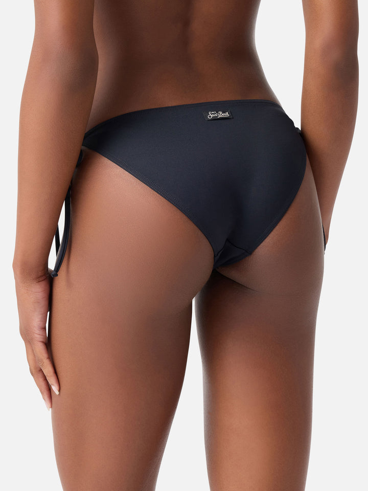 Virgo with side ties bikini bottoms in solid black