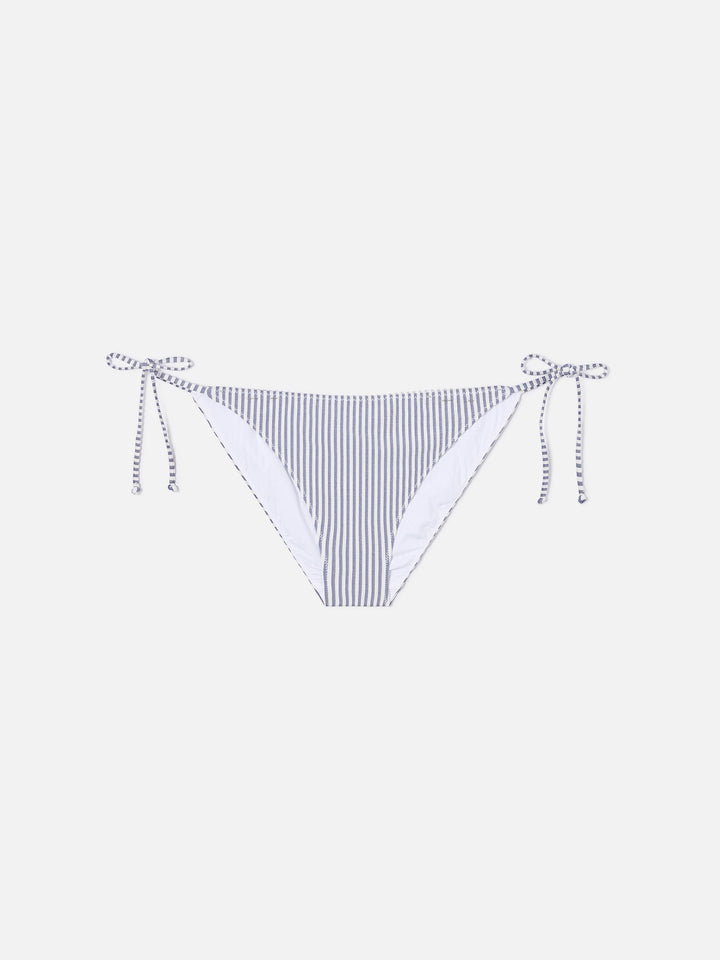 Bikini Leah Virgo seersucker a righe blu