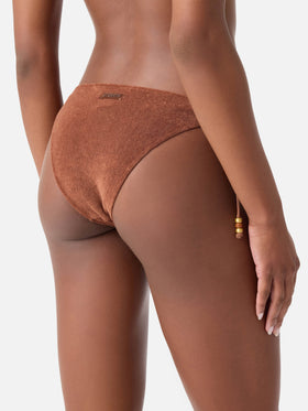 Slip de bain Virgo en éponge marron avec charms 