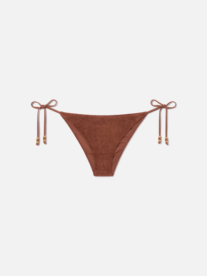 Slip mare Virgo marrone in spugna con charms