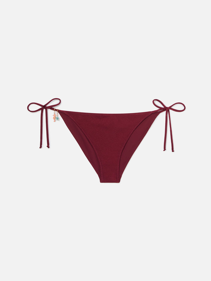 Leah Virgo red glossy finish bikini with charms