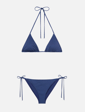 Bikini triangular Leah Virgo con estampado de micro lunares 