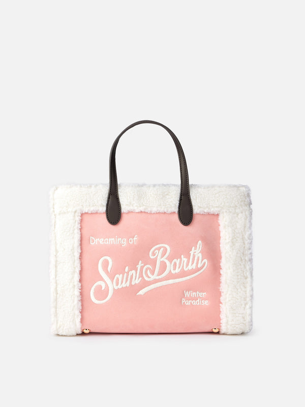 Pink Vivian handbag with sherpa details