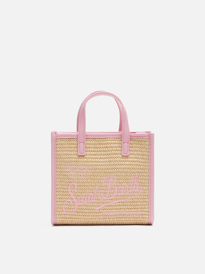 Beige Vivian Mini Strohhandtasche