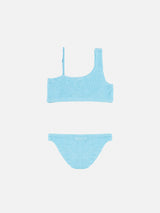 Bikini monospalla Vivy in crinkle azzurro chiaro