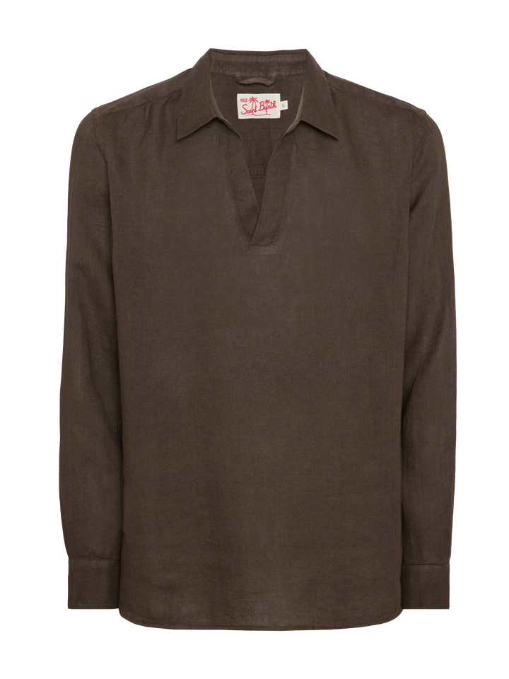 Brown linen polo shirt Ventotene - MC2 Saint Barth