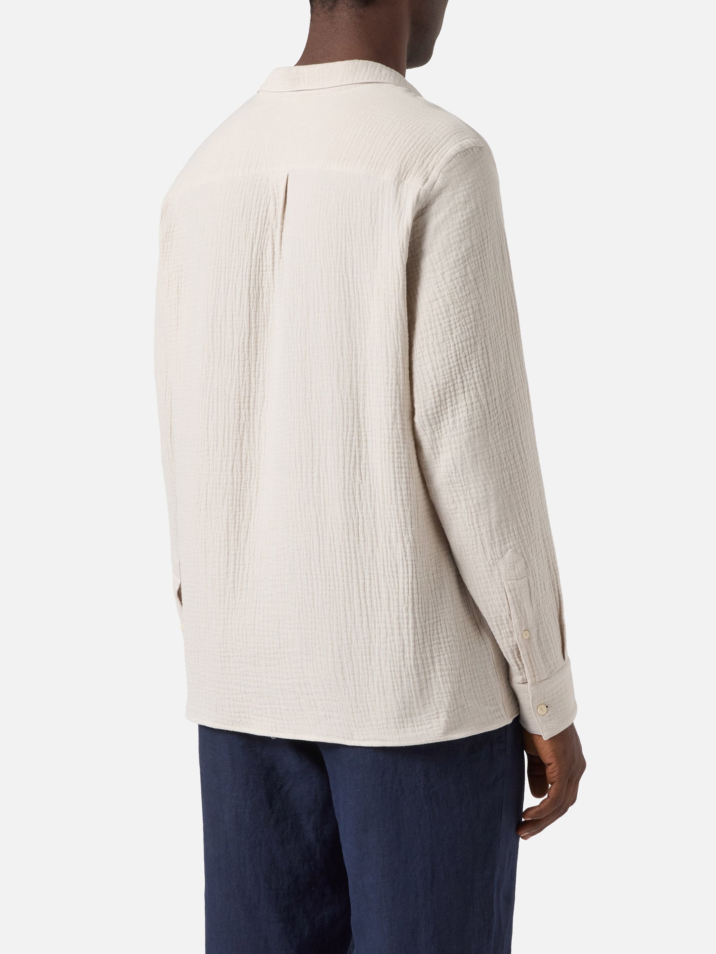 Long-sleeve Ventotene waffle cotton polo beige