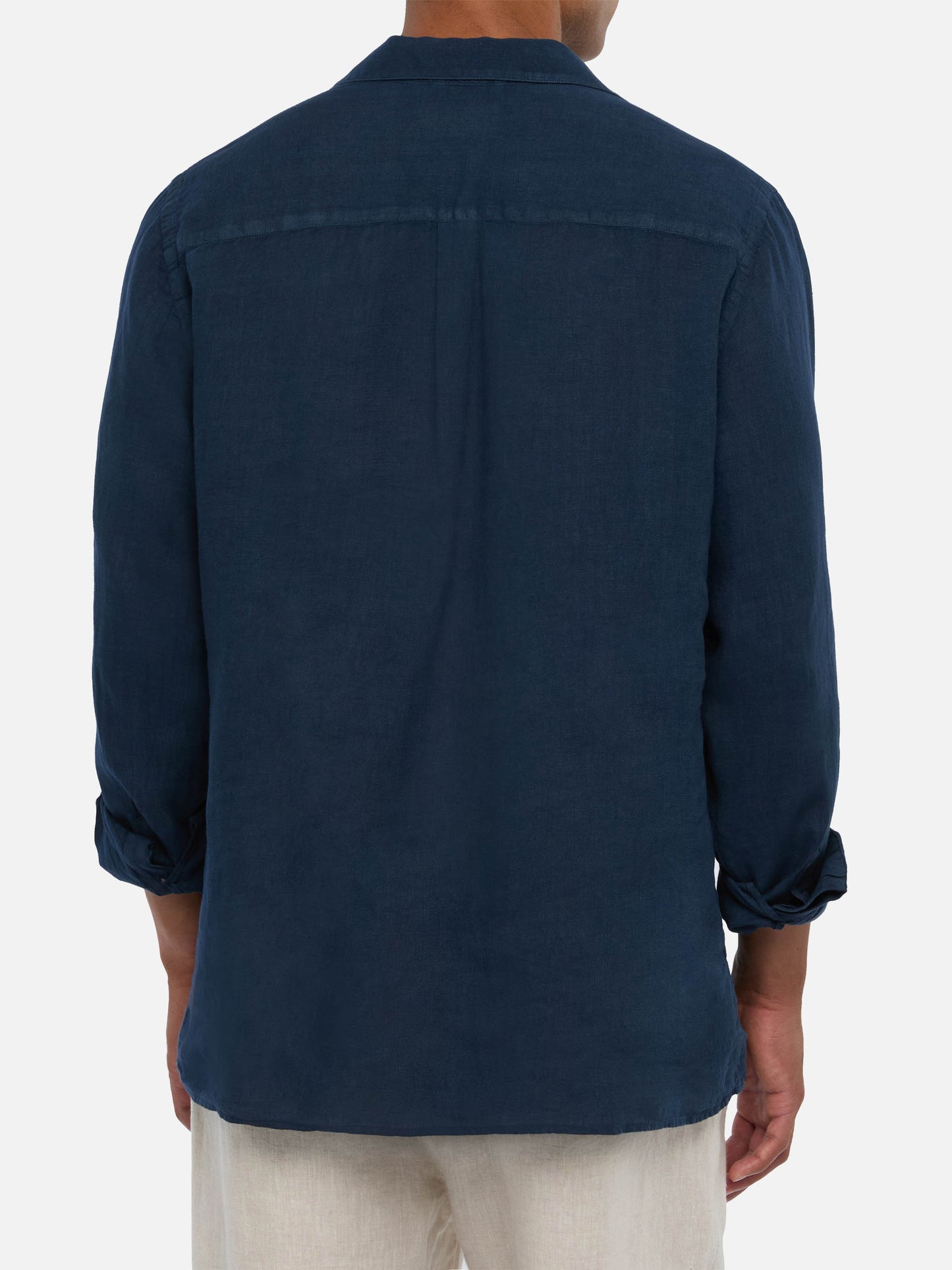 Marineblaues Leinen-Poloshirt Ventotene