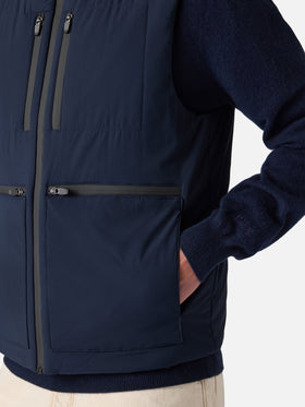 Man navy blue stretch fabric padded vest Vonn